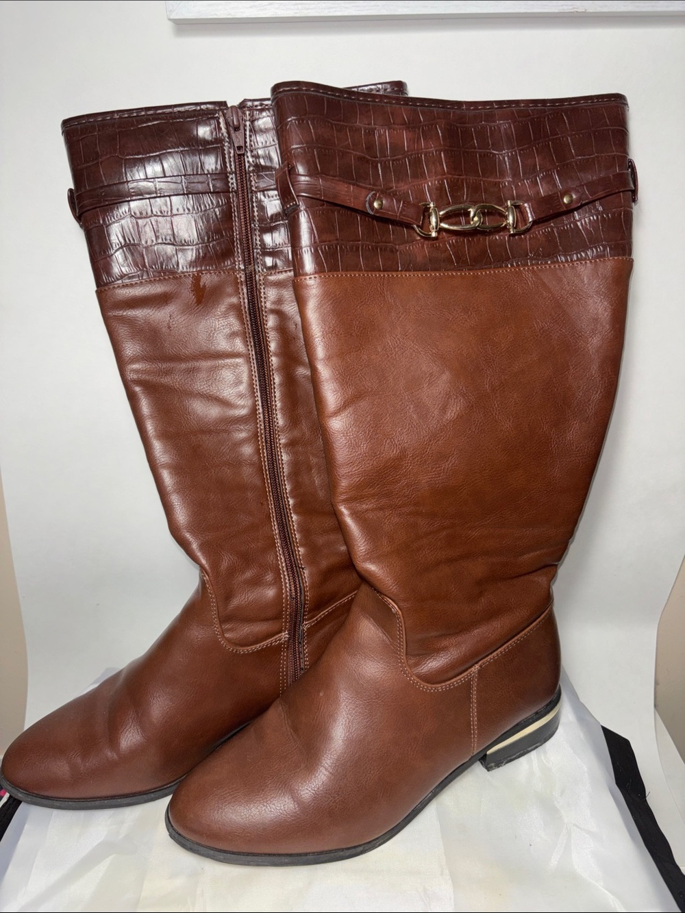Women's Tall Riding Boots in Brown - Classic Leather Look